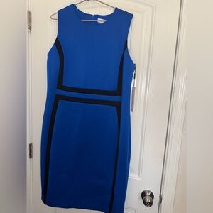 Calvin Klein Cobalt Blue and Black Midi Dress